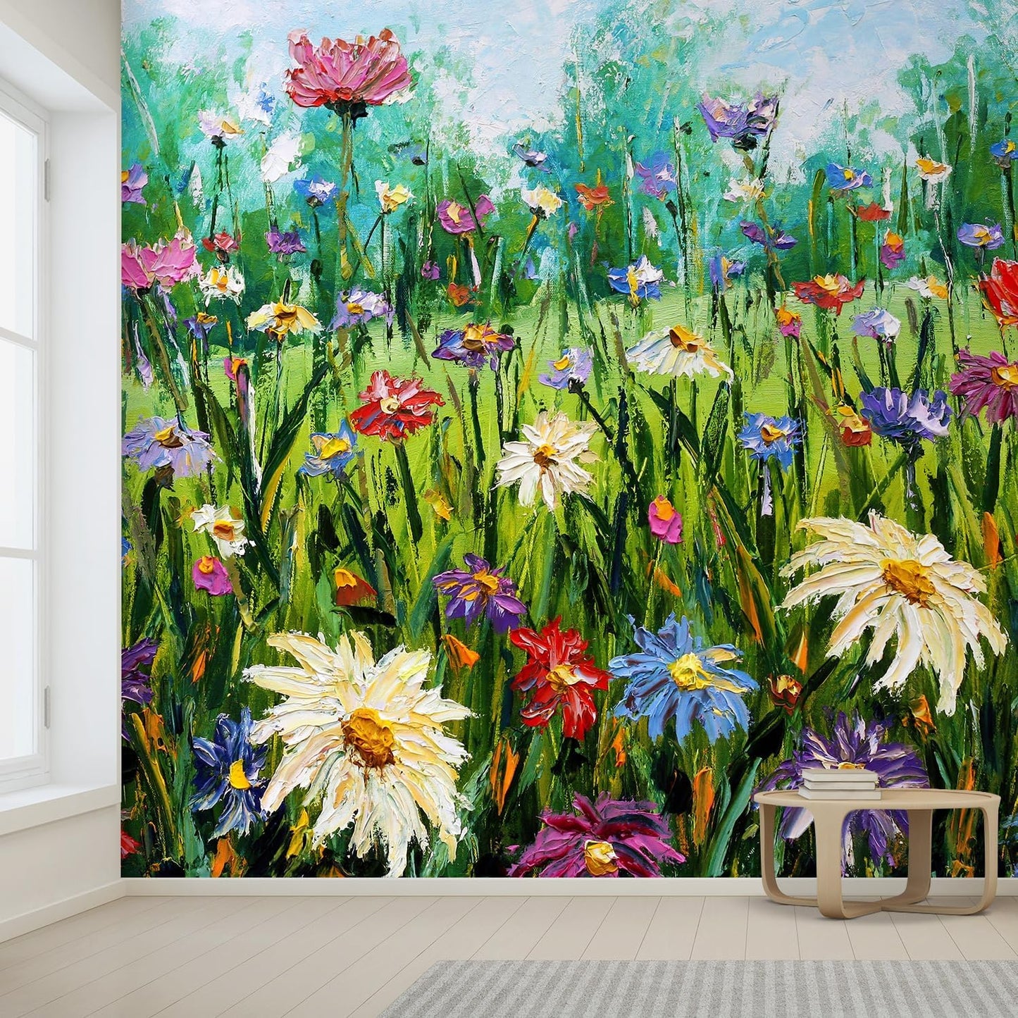 wall26 Wall Sticker/Wall Mural Wildflower Abstract, Not Peel and Stick, Non-Woven Wallpaper Decorative for Bedroom, Living Room,Office - 132x120 inches