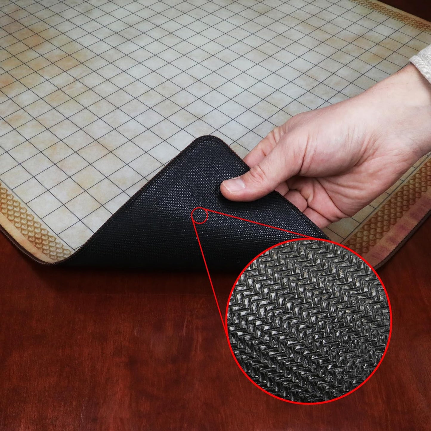 ENHANCE Deluxe RPG Grid Mat - DND Map (24x36in) with Premium Rubber, Non-Slip Grip, No Creasing - Dry Erase DND Mat Set for Masters and Starters, Erasable Parchment with Travel Pouch, Marker Set