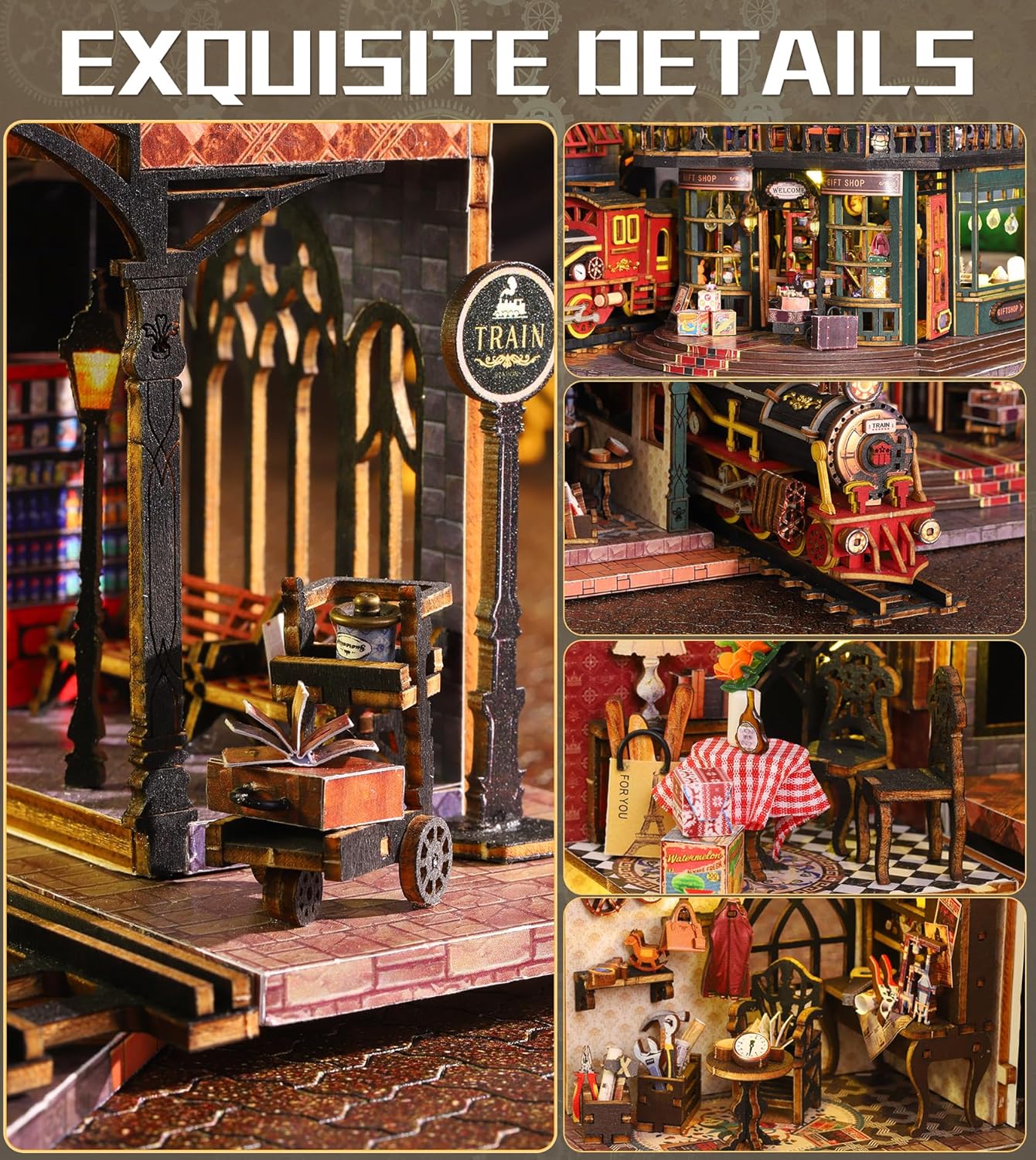 DIY Dollhouse Miniature House Kit,DIY Kit Mini House Model,1:24 Scale Creative Doll House Best Christmas Birthday Gift for Lovers Boys and Girls. (Rail-TRACKSECLUDED City01)