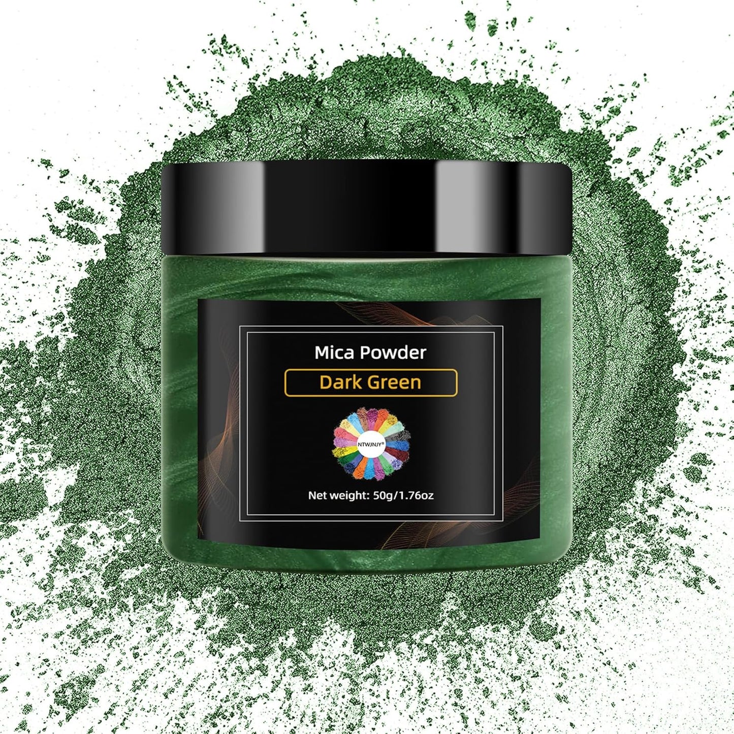 Dark Green Mica Powder for Epoxy Resin，Natural Shimmer Mica Powder Used for Coloring Resin Artwork, car Spray Paint, Candles, soap, Eye Shadow, Lip Gloss, Nail Polish(50g/1.7oz)