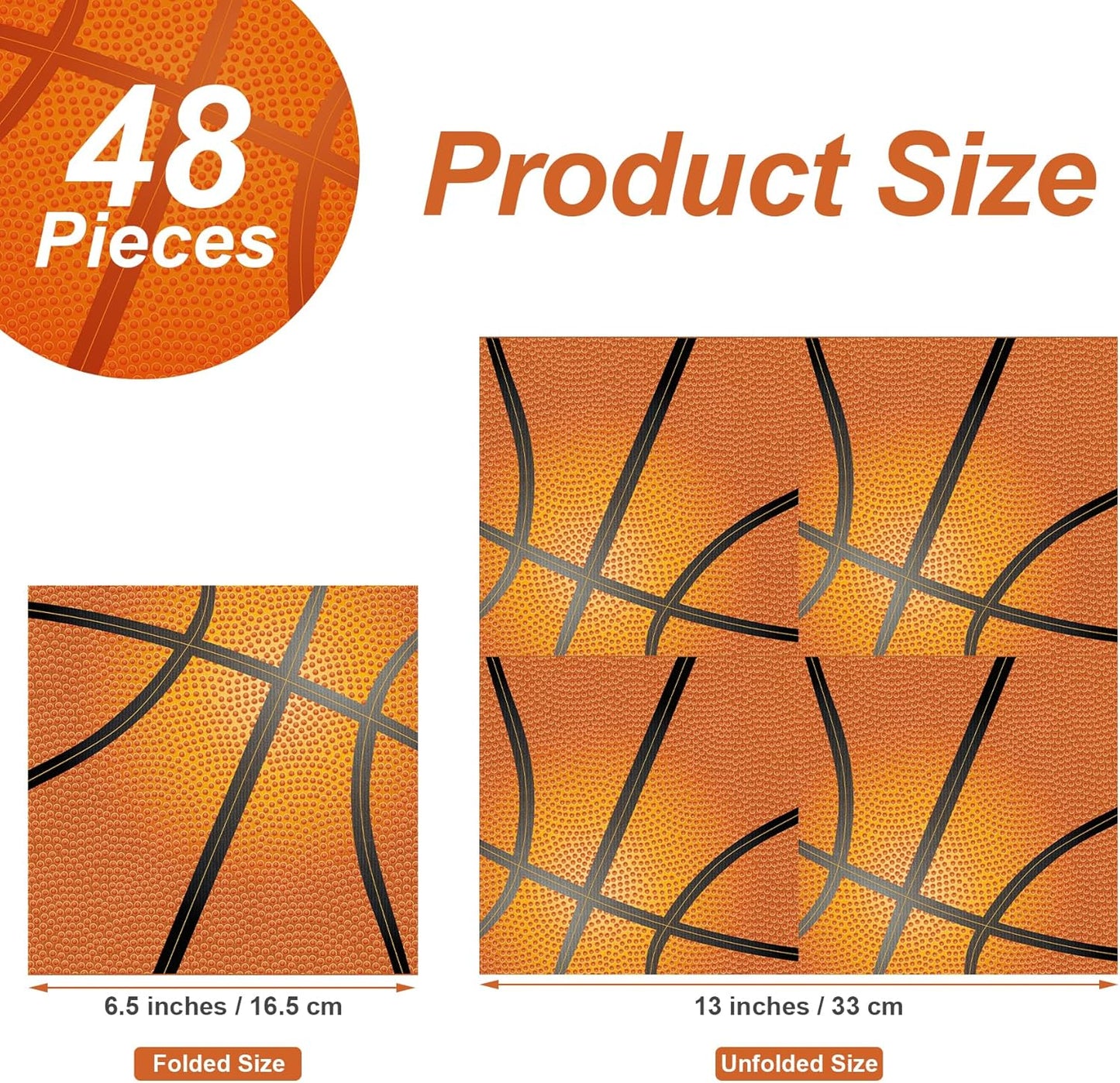 Aodaer 48 Pieces Basketball Napkins 13 x 13 Inches Basketball Paper Napkins Disposable Basketball Pattern Cocktail Napkins for Basketball Party Decorations, Sports Party Supplies, Birthday Party