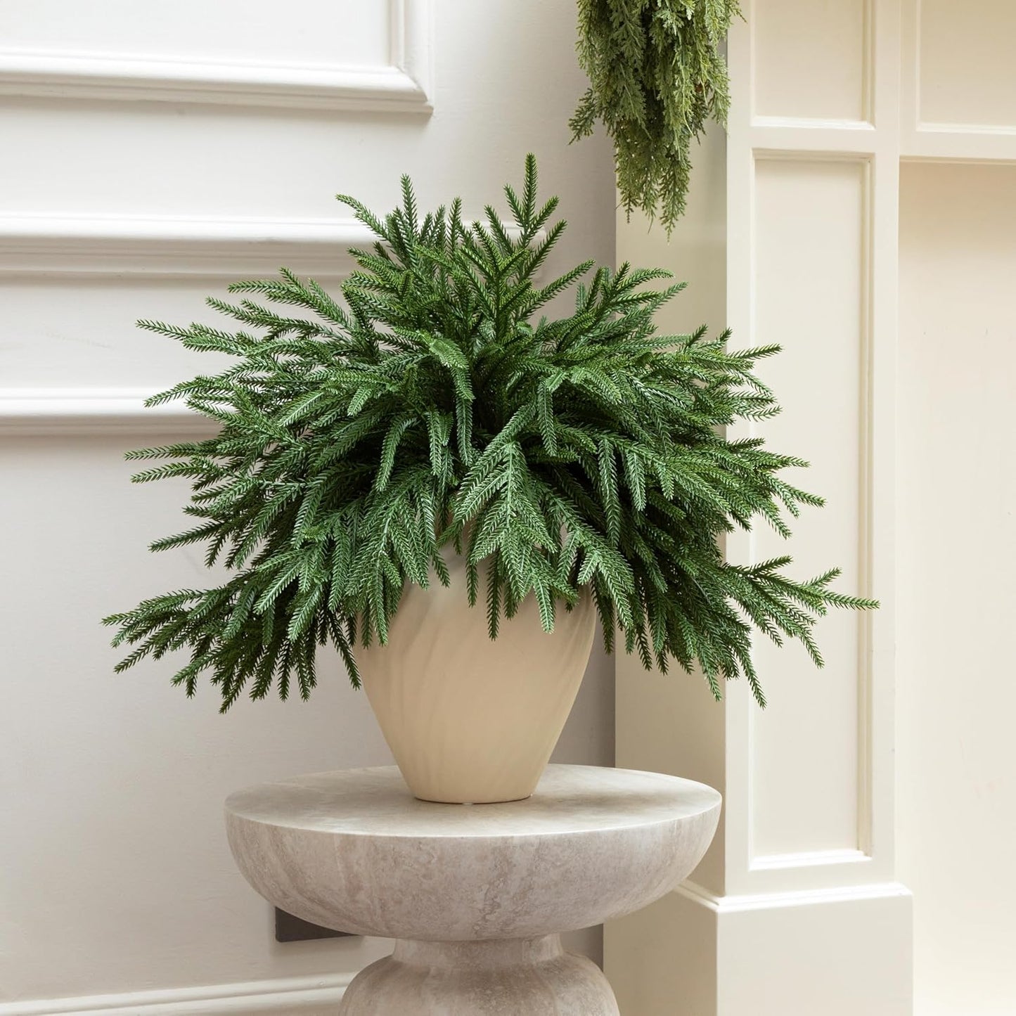 6Pcs Artificial Norfolk Pine Branches - 18" Realistic Faux Christmas Greenery Stems Fake Evergreen Cedar Picks Winter Greens for Vase DIY Crafts Garland Wreath Indoor Outdoor Holiday Decor