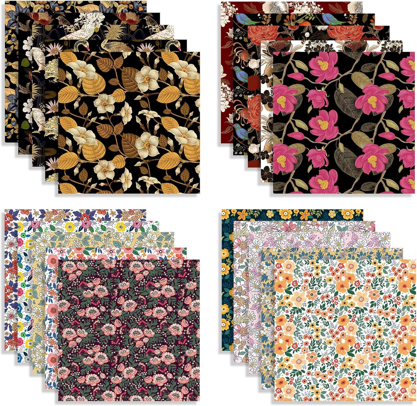 Origami Paper Kit 100 Sheets 6 Inch Square Double Sided Color 20 Vivid Colors for Hand Crafts Origami Paper Arts Creativity.Luxuriant Flowers