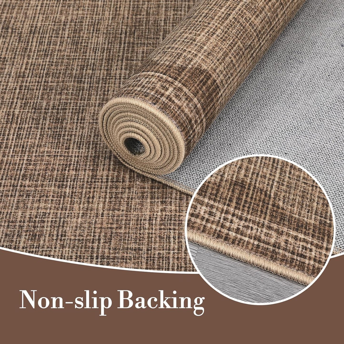 Scalloped Rug 2x6 Runners for Hallways, Solid Goffee Runner Rugs Non Slip Scalloped Bath Runner, Washable Rug for Bedroom Girls, Mat for Kitchen Floor Soft Dorm Nursery Carpet for Bedside