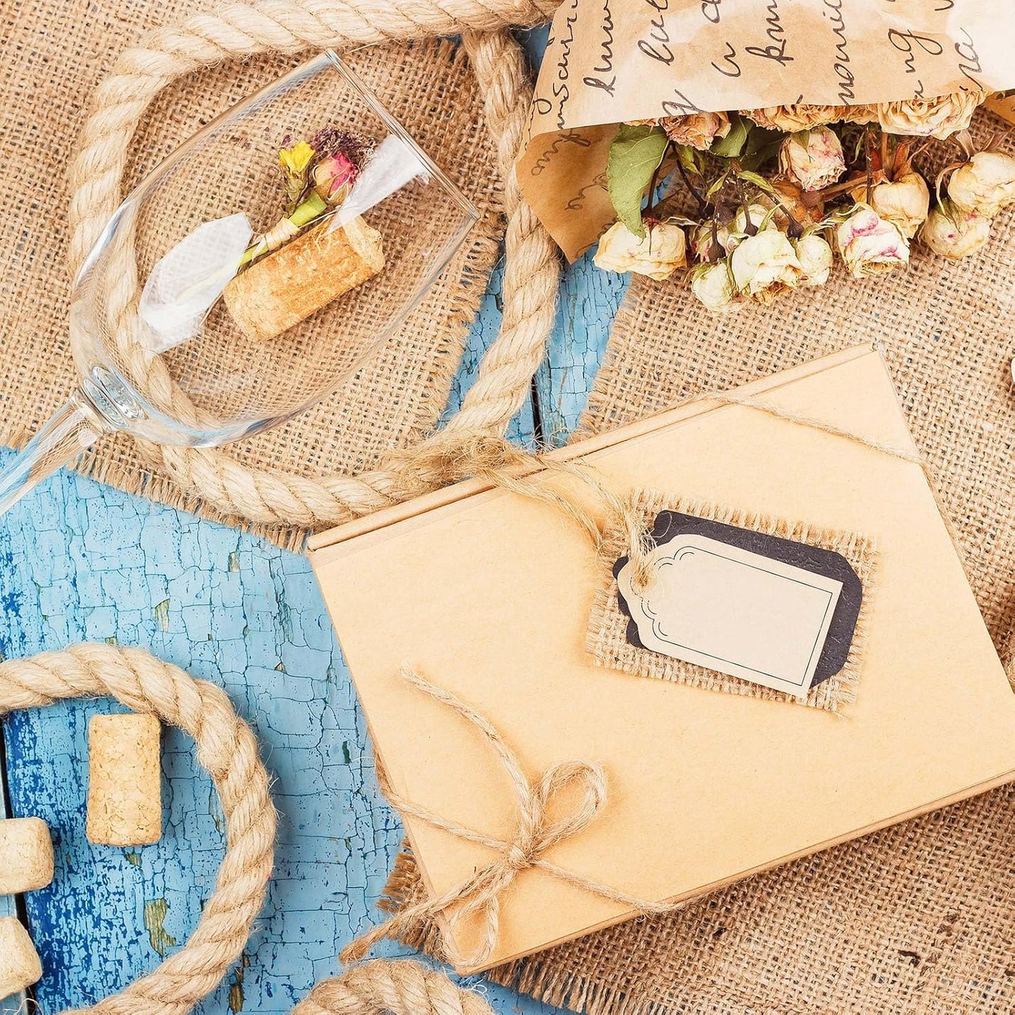 Natural Burlap Fabric Roll 10 Yards, 3 Inch Jute Ribbon for DIY Gift Wrapping, Craft Projects, Wedding, Christmas, Home Decoration (7.5 cm, 3 in)