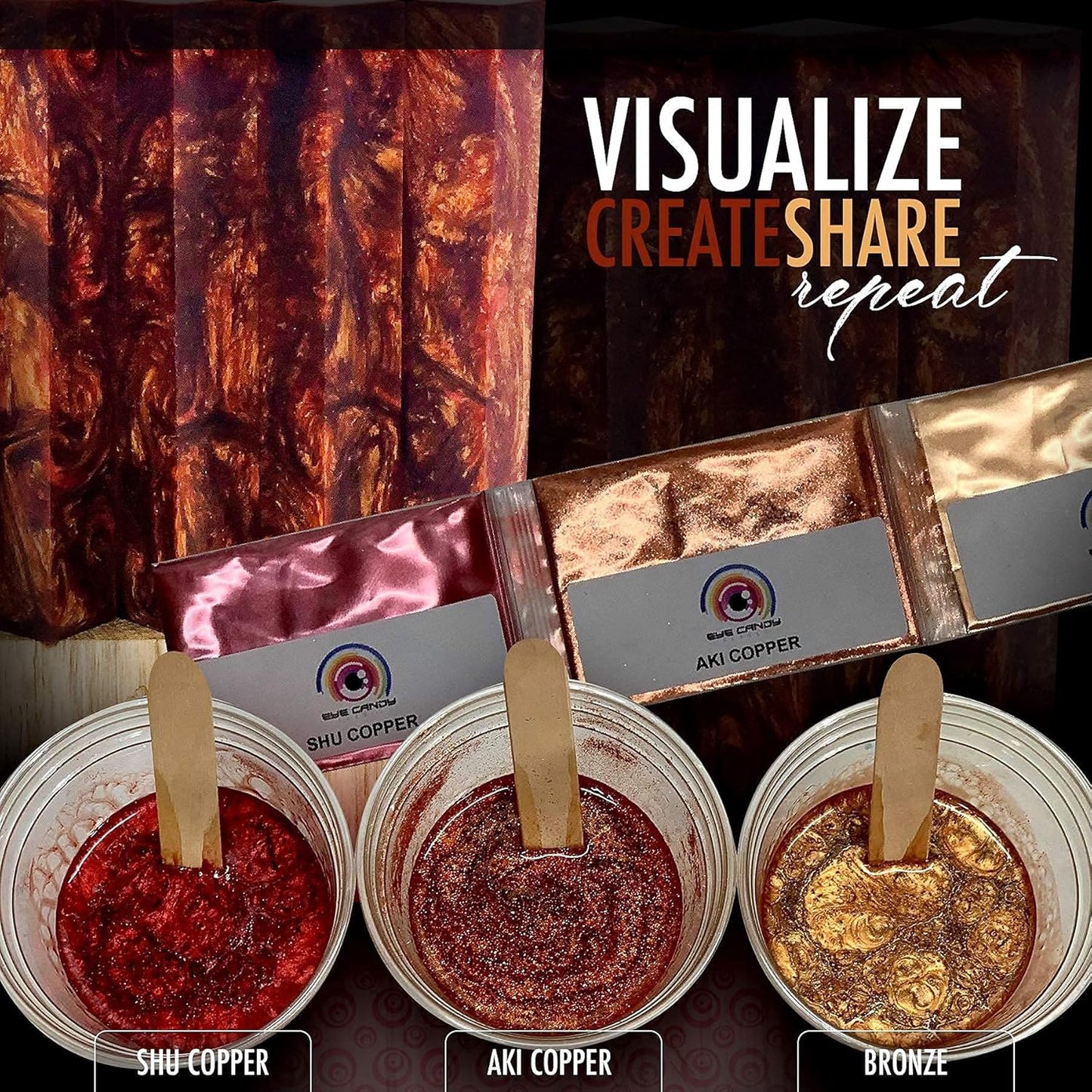 Eye Candy Pigments Premium Copper Mica Powder - Shu Copper (25gr) - for Epoxy, Resin, Soap, Paint, Woodworking, Acrylic Pouring, Bath Bombs, Fishing Lures - DIY Arts and Crafts Additive