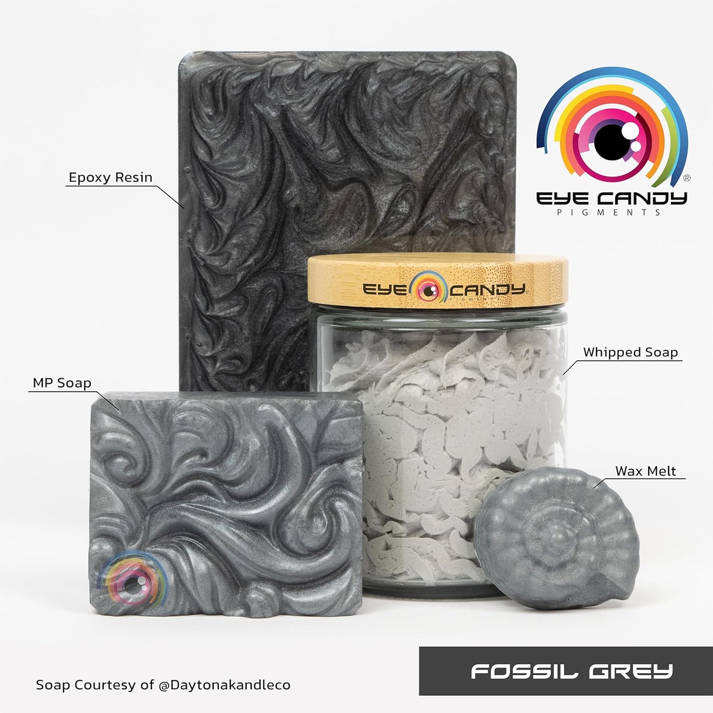 Eye Candy Pigments Premium Grey Mica Powder - Fossil Grey (25gr) - for Epoxy, Resin, Soap, Paint, Woodworking, Acrylic Pouring, Bath Bombs, Fishing Lures - DIY Arts and Crafts Additive
