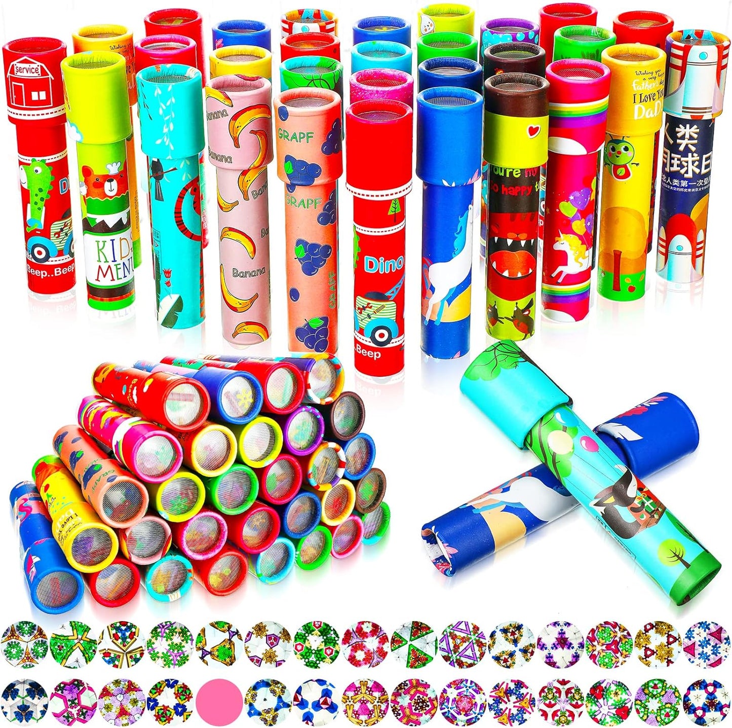 CHENGU Classic Kaleidoscope Return Gifts for Kids Birthday, Educational Toy for Classroom School Return Gifts, Party Favor, Gift Bag Filler, Carnival Prize and Stocking Fillers(Double Style)