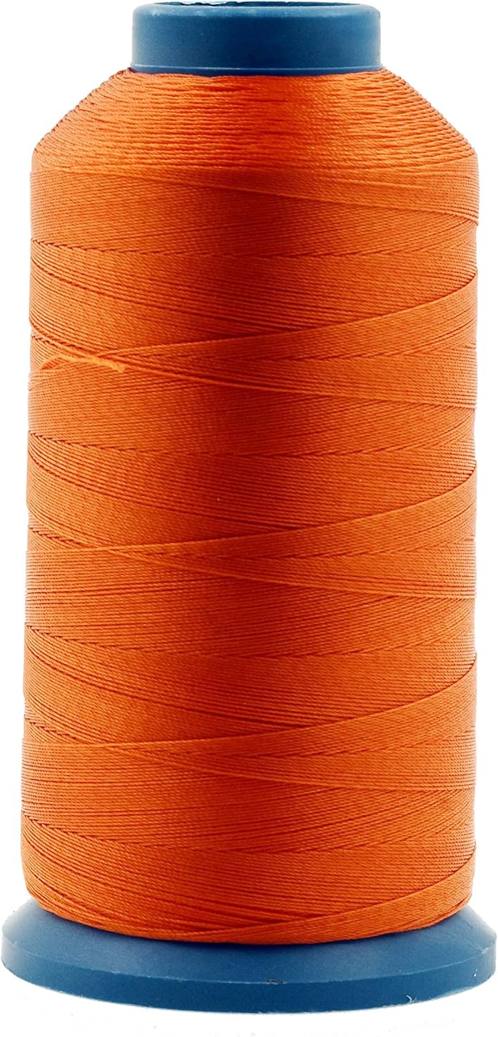 Mandala Crafts Bonded Nylon Thread Orange Heavy Duty Sewing Threads - 1500 YDs Size 69 210D T70 Tex 70 Thread for Leather Jeans Weaving Outdoor Marine Upholstery Threads