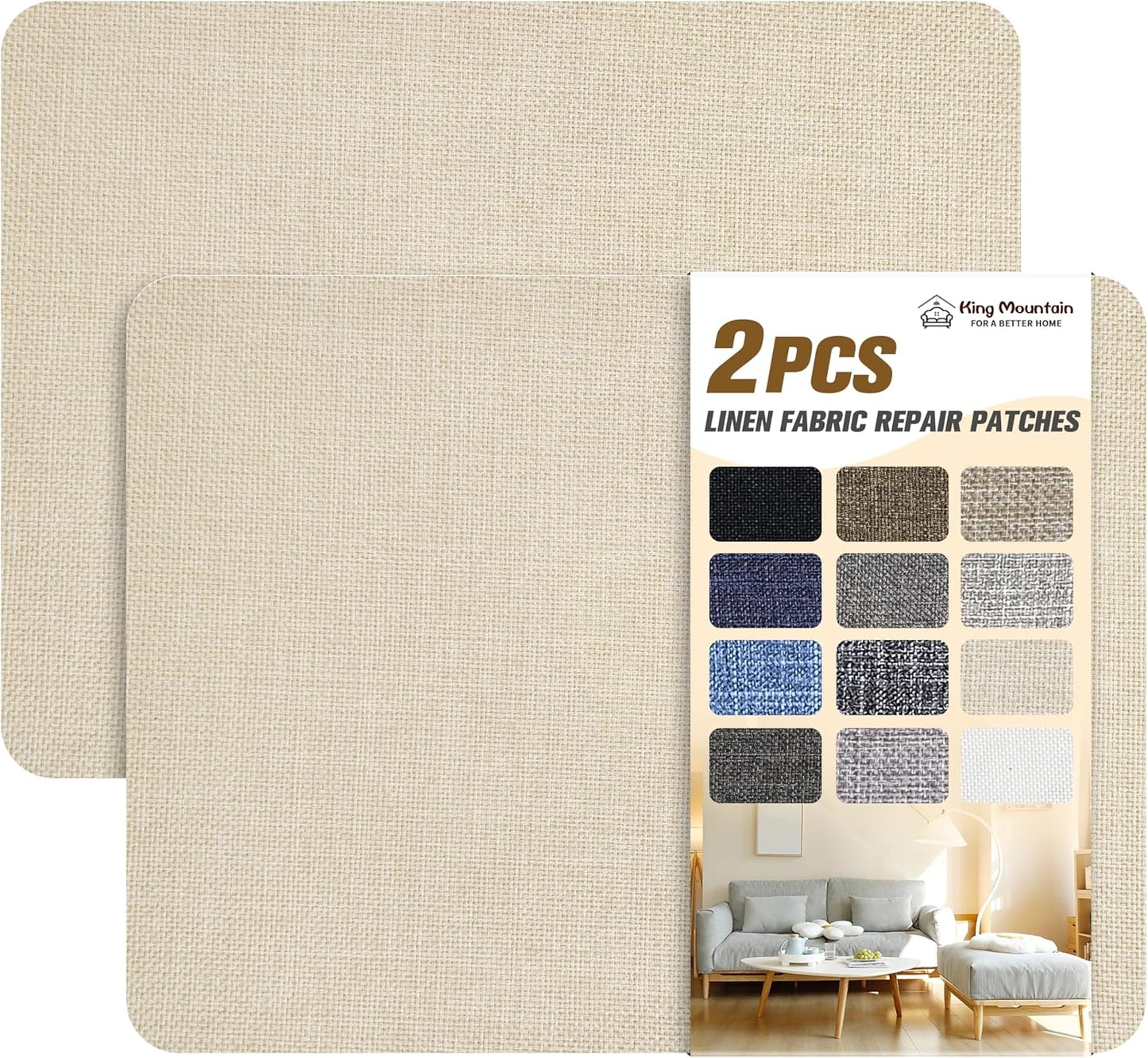 Coarse Linen Repair Patches, Self-Adhesive Linen Fabric Patches, 8X11 inch 2 PCS, Multi Color, Can be Used for Linen Sofa Repair and Linen Clothes Repair(8" x 11"-2PCS,Light Beige)