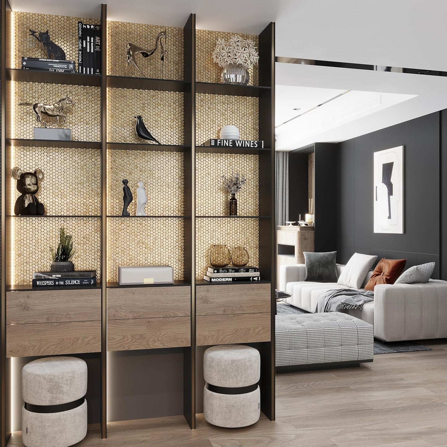 Box of 10 Glossy Gold Glass Penny Round Mosaic Tiles – 12.2" x 12.2" Mesh-Mounted Sheets, 10.34 Sq Ft, Not Peel & Stick - Kitchen Backsplash, Shower Wall, Bathroom, Fireplace, Interior Decor