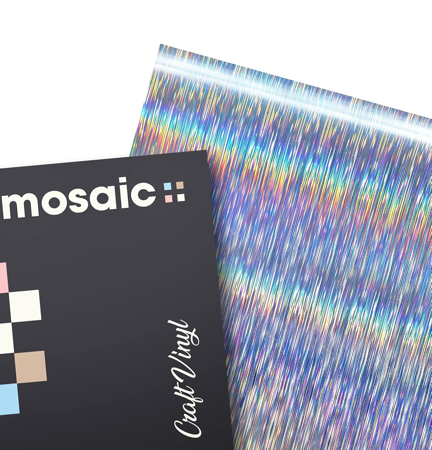 VViViD Mosaic+ Silver Brushed Holographic 1ft x 5ft Crafting Vinyl Crinkle-Free 8yr UV Finish Crafting Vinyl