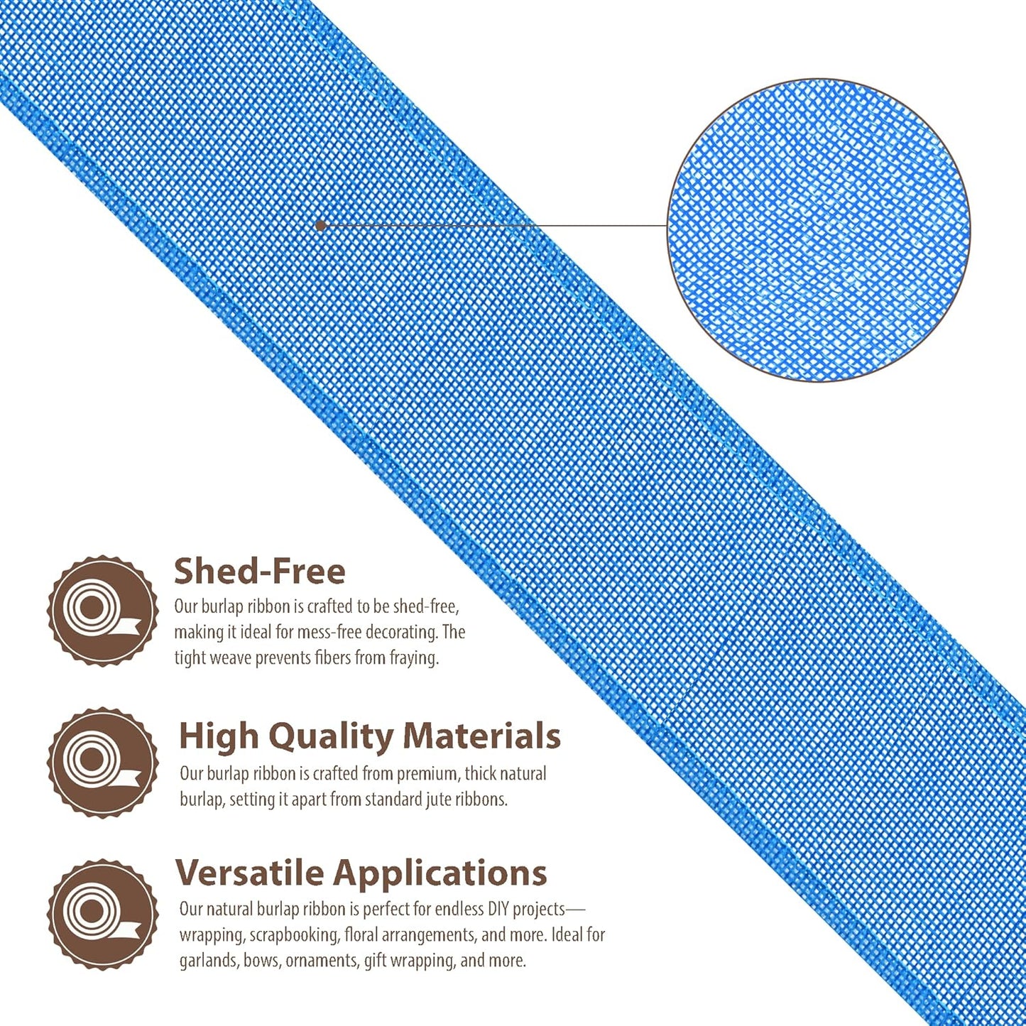 Mandala Crafts Sky Blue Burlap Ribbon 2.5 Inches Wide Jute Ribbons for Crafts - 20 Yds Roll Rustic Burlap Wrap Trim Ribbons for Wreaths Bows Wedding Party Decoration