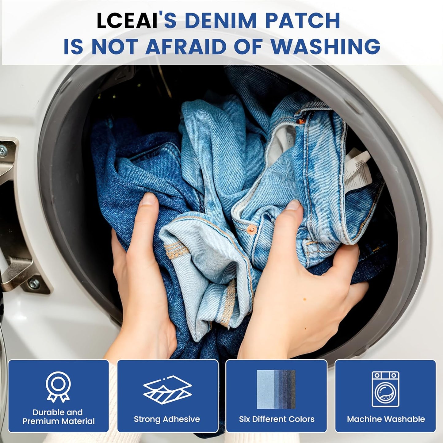 Denim Patches for Inside Jeans - Iron On Patches for Jeans - Jeans Patch for Repairing Pant Holes and Covering Imperfections, Large Size, 4 in. x 60 in.Black