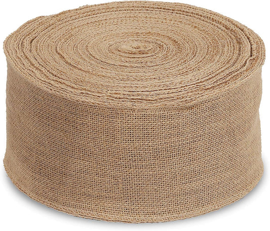 KINJOEK 4 Inch Wide 11 Yards Burlap Ribbon, Natural Jute Fabric Ribbon Crafts Ribbon for Christmas Wedding Gifts Burlap Fabric DIY for Decoration