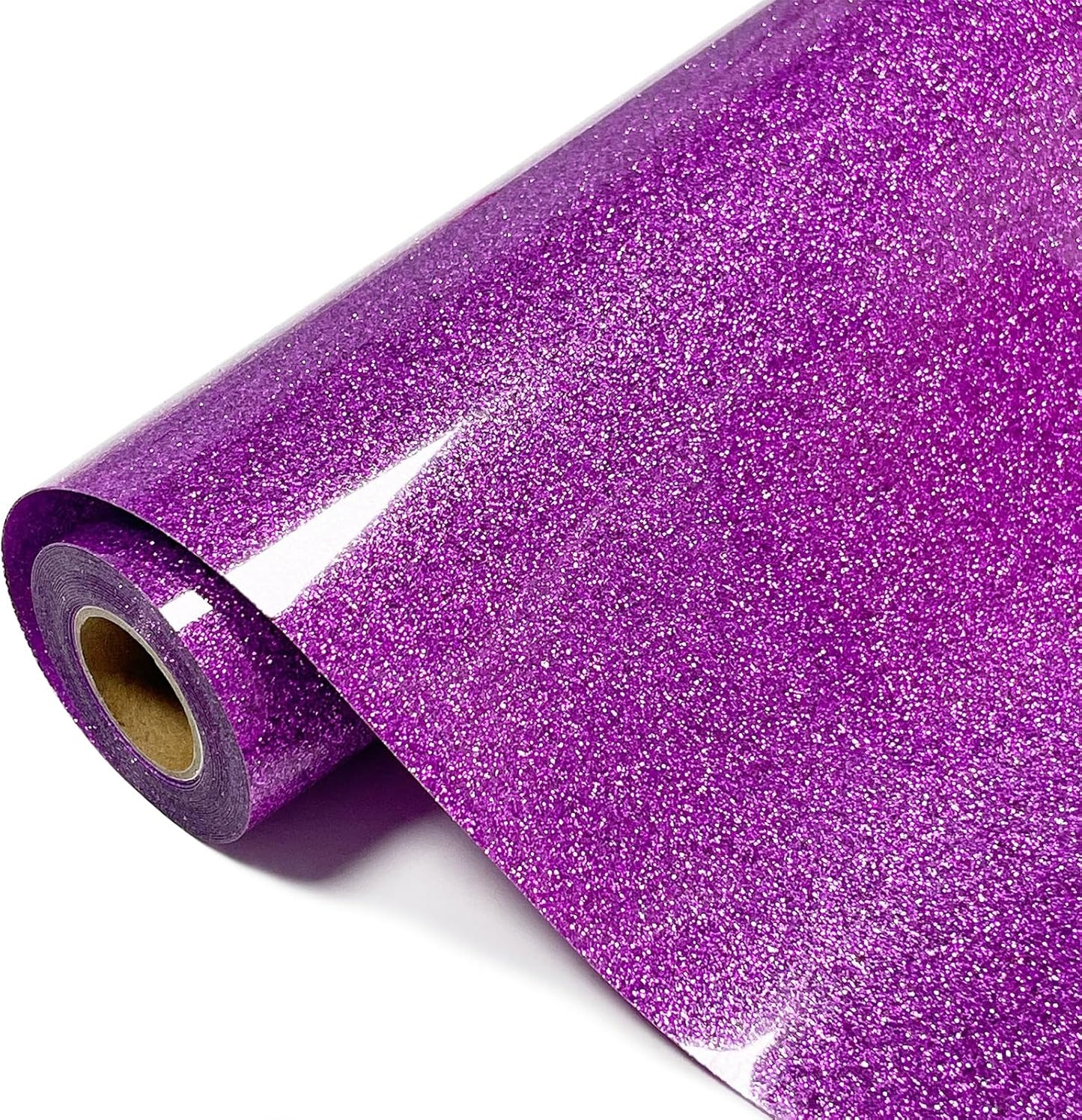 Glitter HTV Heat Transfer Vinyl Rolls- 10" x 8ft. Glitter HTV for Shirts. Iron on Vinyl and Heat Transfer Vinyl for All Cutters Machines. Easy to Cut & Weed Heat Vinyl Designs (Purple)