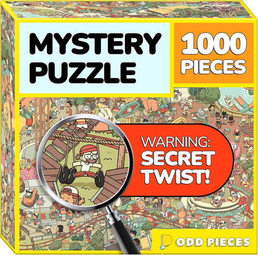 Odd Pieces Jigsaw Puzzles 1000 Pieces - Magic Mystery Story Secret Ending Puzzle - Perfect Game Night for Adults & Kids - Animal Park Theme Challenging (Snack Attack 3)