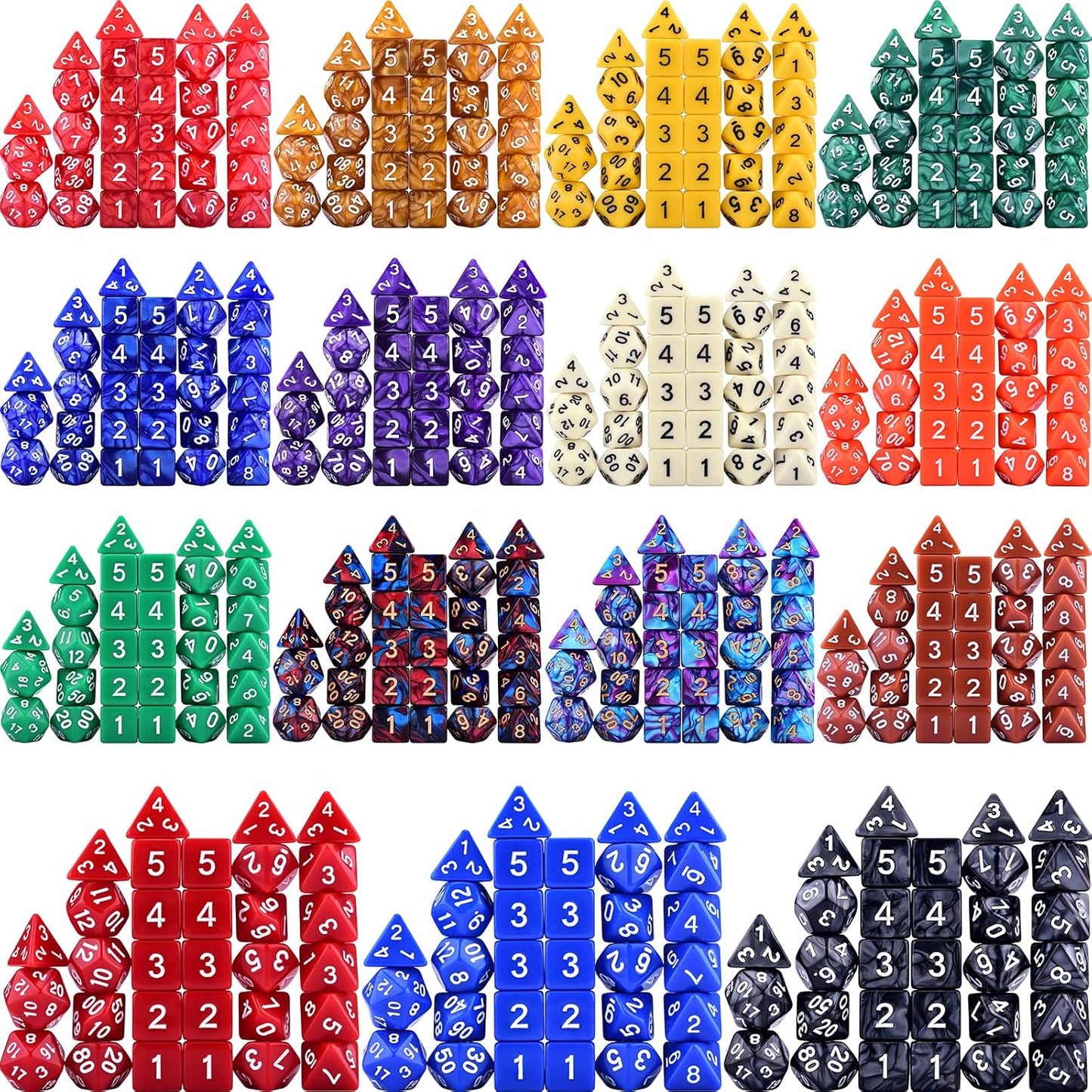Extended Dice RPG Set 15 x 31 Polyhedral Dice (465 Piece) for DND 5e Tabletop Adventure Games (15 Colors - Classic)