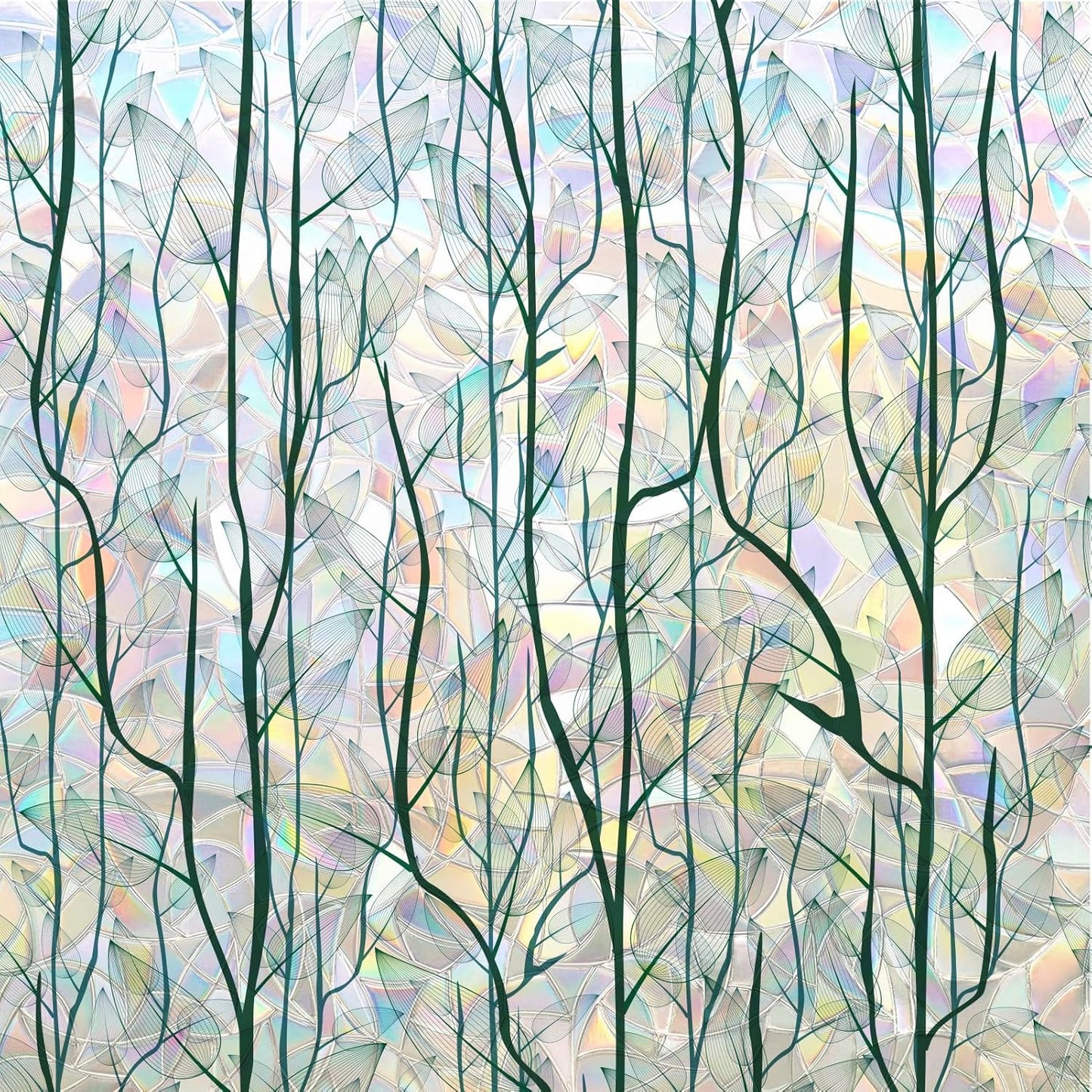 DKTIE Nature Pattern Rainbow Window Film Decorative Stained Glass Window Film Static Cling Films Easy Apply Removable Comes with Tools (U1747-rainbow, 35.4" x 118.1")