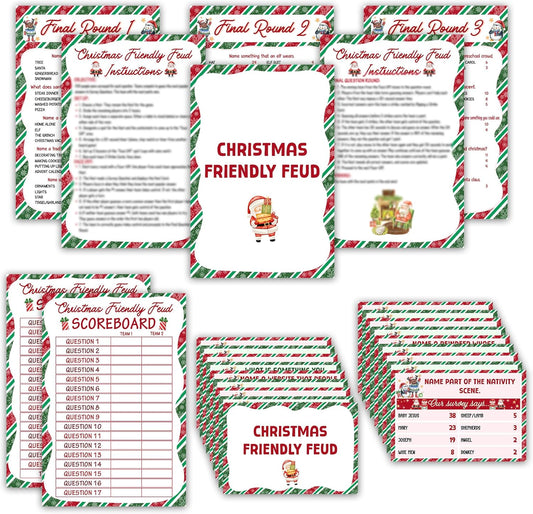 Christmas Friendly Feud Game, Funny Christmas Party Games, Friendly Feud Trivia Quiz for Family, Winter Xmas Holiday Party Supplies for Adults -10