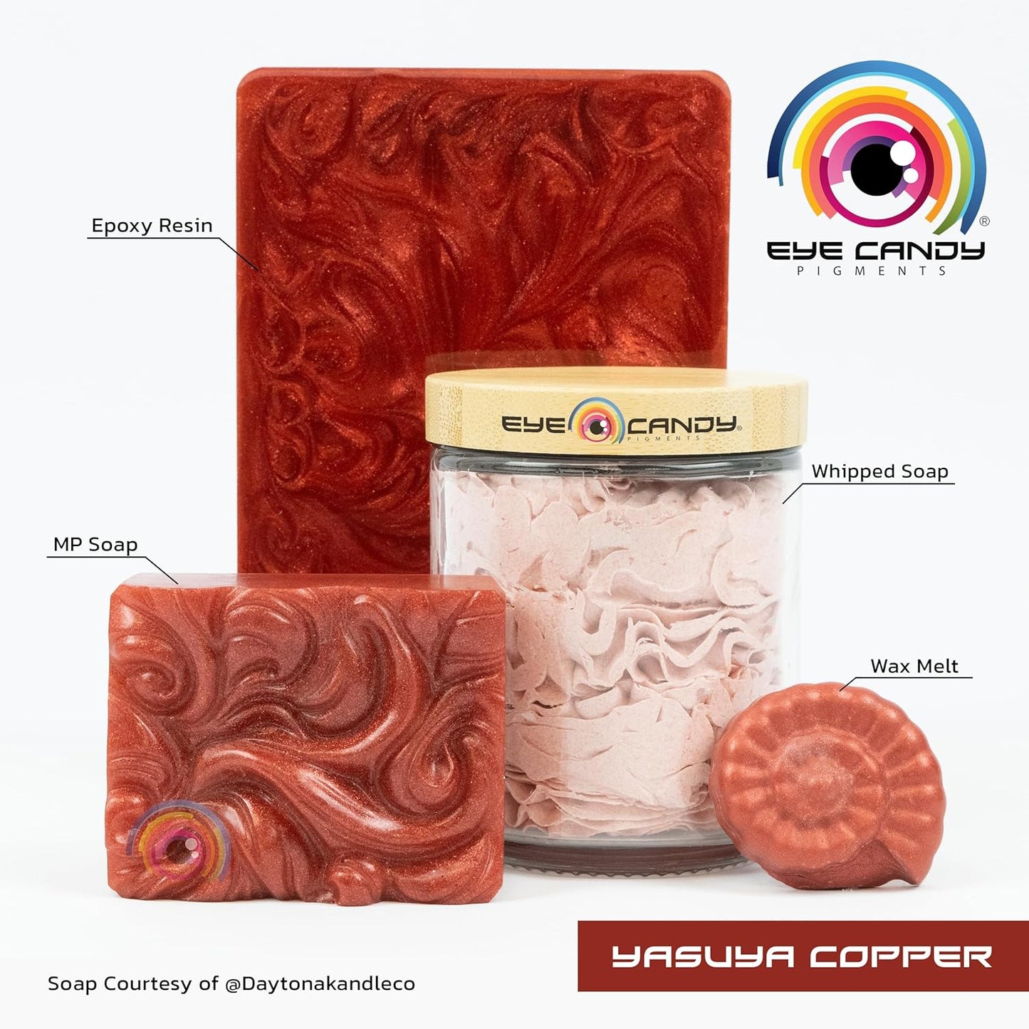 Eye Candy Pigments Premium Copper Mica Powder - Yasuya Copper (25gr) - for Epoxy, Resin, Soap, Paint, Woodworking, Acrylic Pouring, Bath Bombs, Fishing Lures - DIY Arts and Crafts Additive