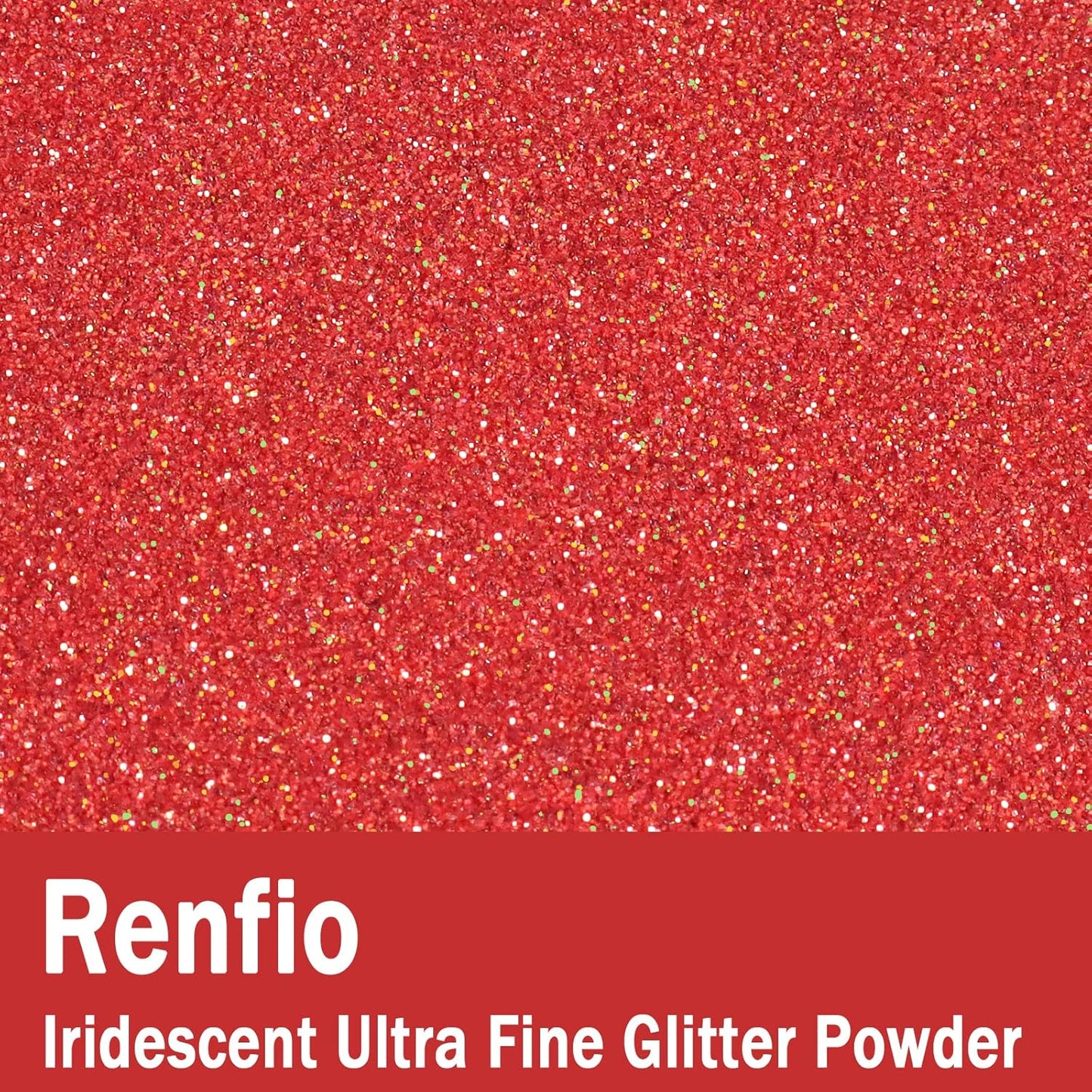 Renfio Iridescent Ultra Fine Glitter Powder Resin Supplies Glitters 1.94 Oz (55g) PET Flake Crafts Sequins 1/128" 0.008" 0.2mm Epoxy Chips Flakes for Tumblers Slime Painting - Magic Red