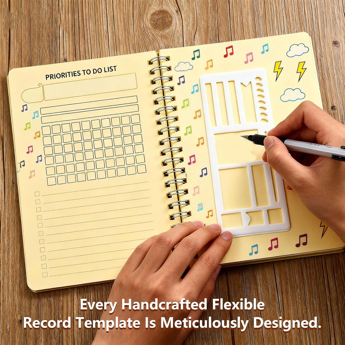 3 Pcs Journal Stencil Set – Reusable Flexible Templates for Dotted Journals & Planners, Drawing & Lettering Aids for DIY Checklists, Calendars, Scrapbooking & Daily Tracking (A)