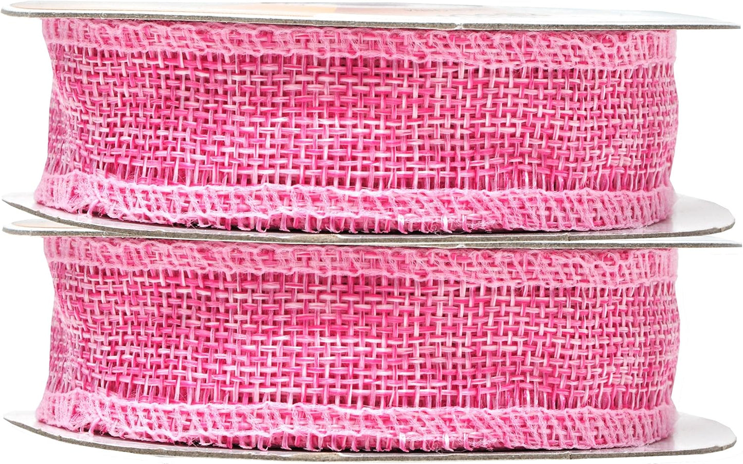 Mandala Crafts Pink Burlap Ribbon 1 Inch Wide Jute Ribbons for Crafts - 20 Yds Roll Rustic Burlap Wrap Trim Ribbons for Wreaths Bows Wedding Party Decoration