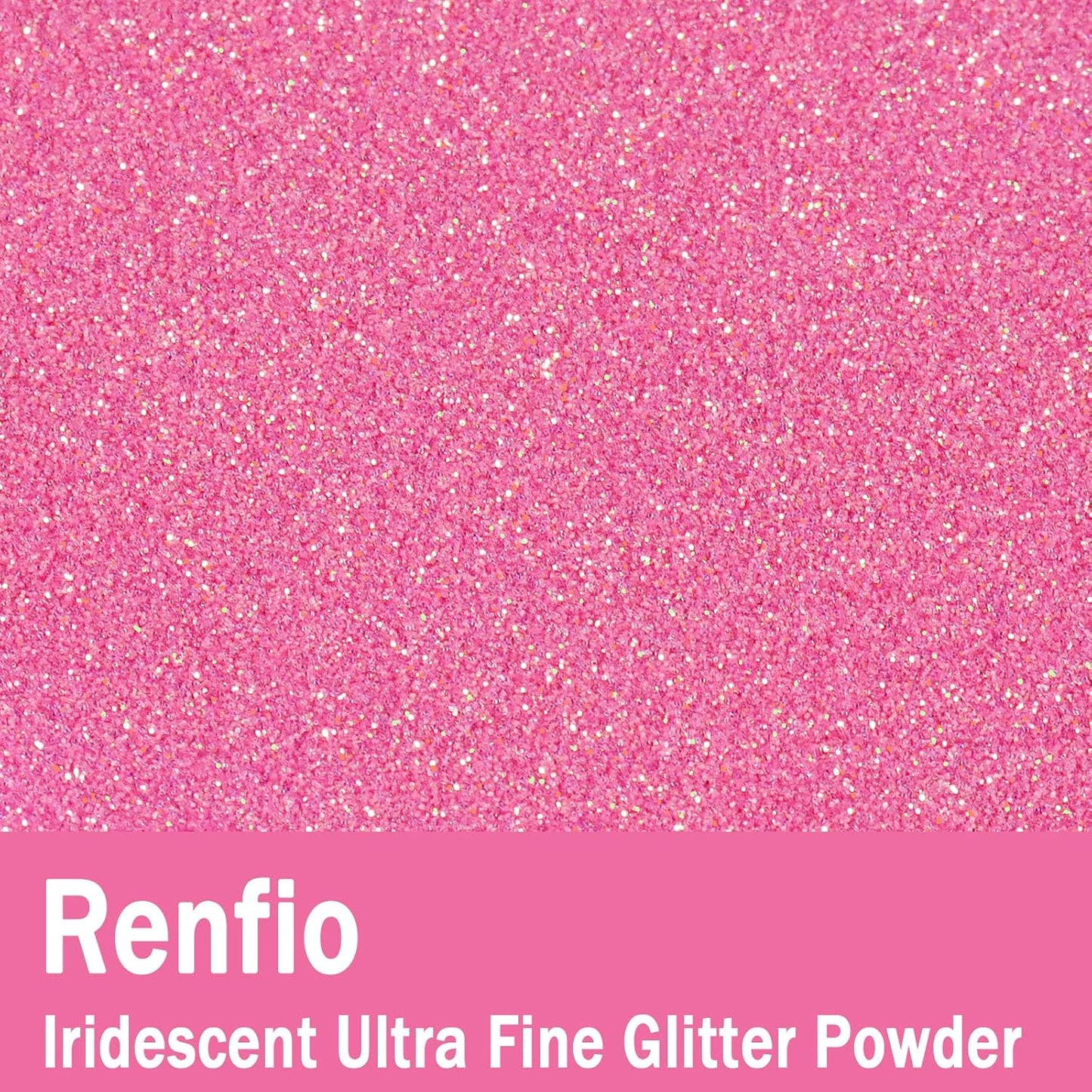 Renfio Iridescent Ultra Fine Glitter Powder Resin Supplies Glitters 1.94 Oz (55g) PET Flake Crafts Sequins 1/128" 0.008" 0.2mm Epoxy Chips Flakes for Tumblers Slime Painting - Magic Rose Pink