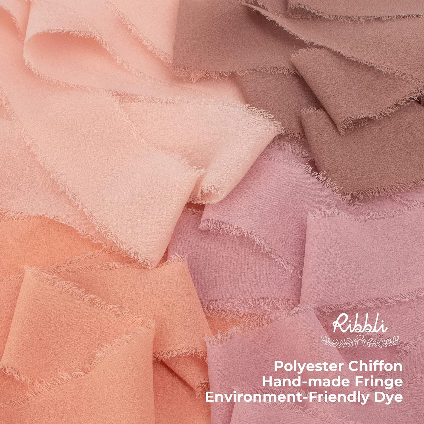 Ribbli Antique Mauve Chiffon Ribbon 1-1/2 inch x 20 Yard Handmade Fringe Chiffon Silk Ribbon,Black Ribbon for Wedding Invitations, Bridal Bouquets Wrapping, Flower Arrangement Decoration