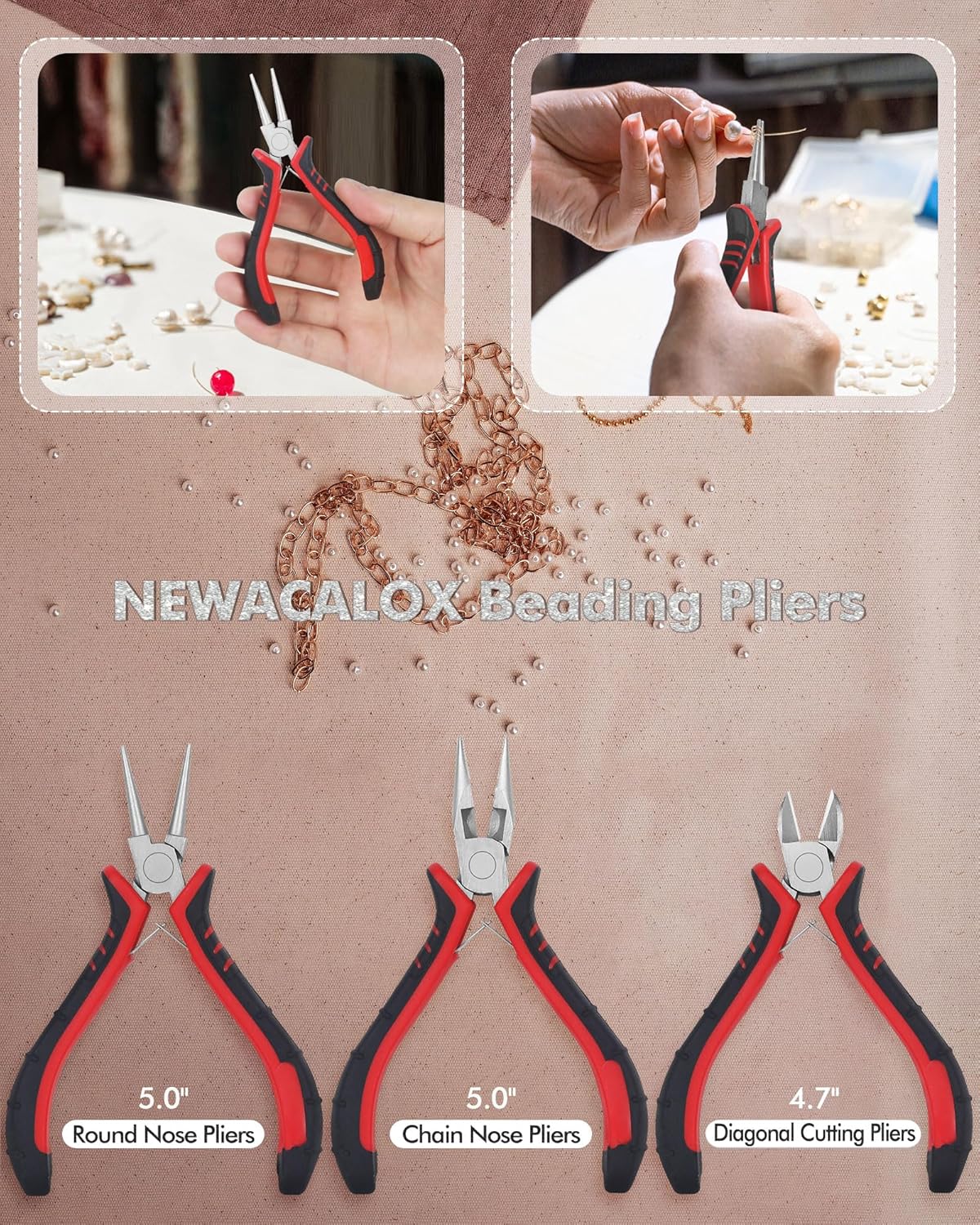 Jewelry Pliers Making Tools Set, Mini Jeweler Pliers for Adults with Beading Wire Kit, Bracelet Helper, Craft Earring Accessories for Jewelry Making Supplies DIY Hobby Repair