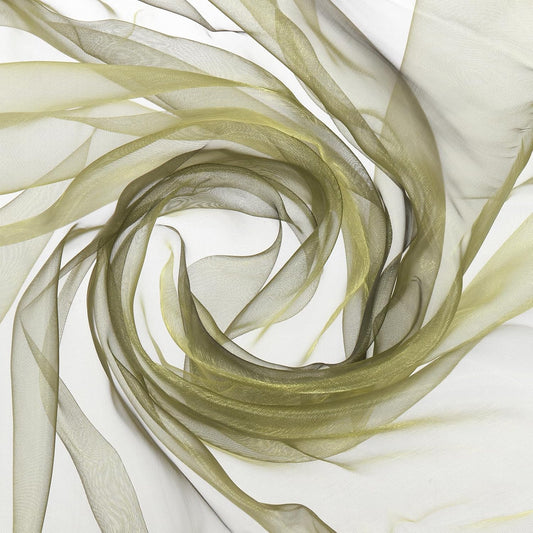 MECCANIXITY Iridescent Sheer Organza Fabric, 2 Yards x 59 Inches Solid Holographic Shiny Fabric Organza Cloth for Wedding, Curtains, Costume, Photo Background, Gradient Black Yellow