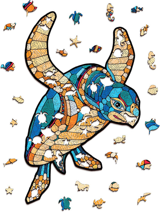 EWA Home Décor – Turtle Small 80 Pieces – Wooden Jigsaw Puzzle for Adults – Perfect for Artistic Home Decoration and Mindful Relaxation
