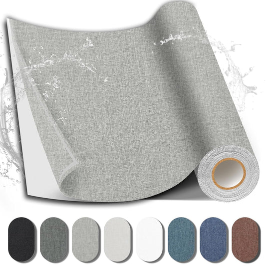 Fabric Repair Patch, 17X158 Inch Fabric Large Repair Tape, Self-Adhesive Patches for Furniture, Sofa, Car Interior, Shoes, Hand Bag, Clothing (Grey, 17X158 Inch)