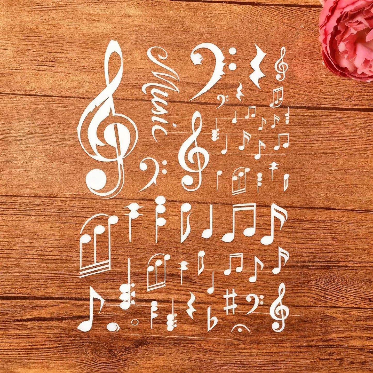 TIAMECH A4 Reusable Music Stencil for Painting - Music Symbol Notes Layering Template, DIY Wall Art, Wood Furniture, Scrapbook & Crafts (8.3x11.7inch)
