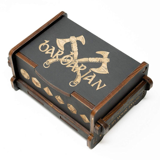 Dice Box - BLACK - 6x4x3 Also holds jewelry and great for desks and desk top items (Barbarian)