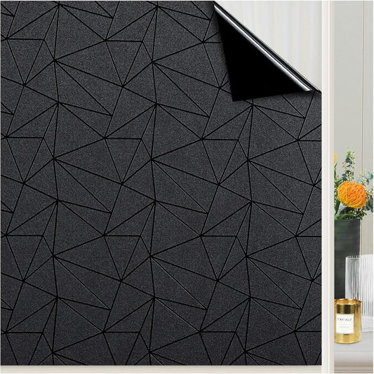 Coavas Blackout Window Privacy Film, Frosted Glass Static Cling, Decorative for Bathroom Door, UV Blocking Window Cling, Non-Adhesive Vinyl Sticker, Day and Night Windows Tint for Home,35.4x78.7 Inch