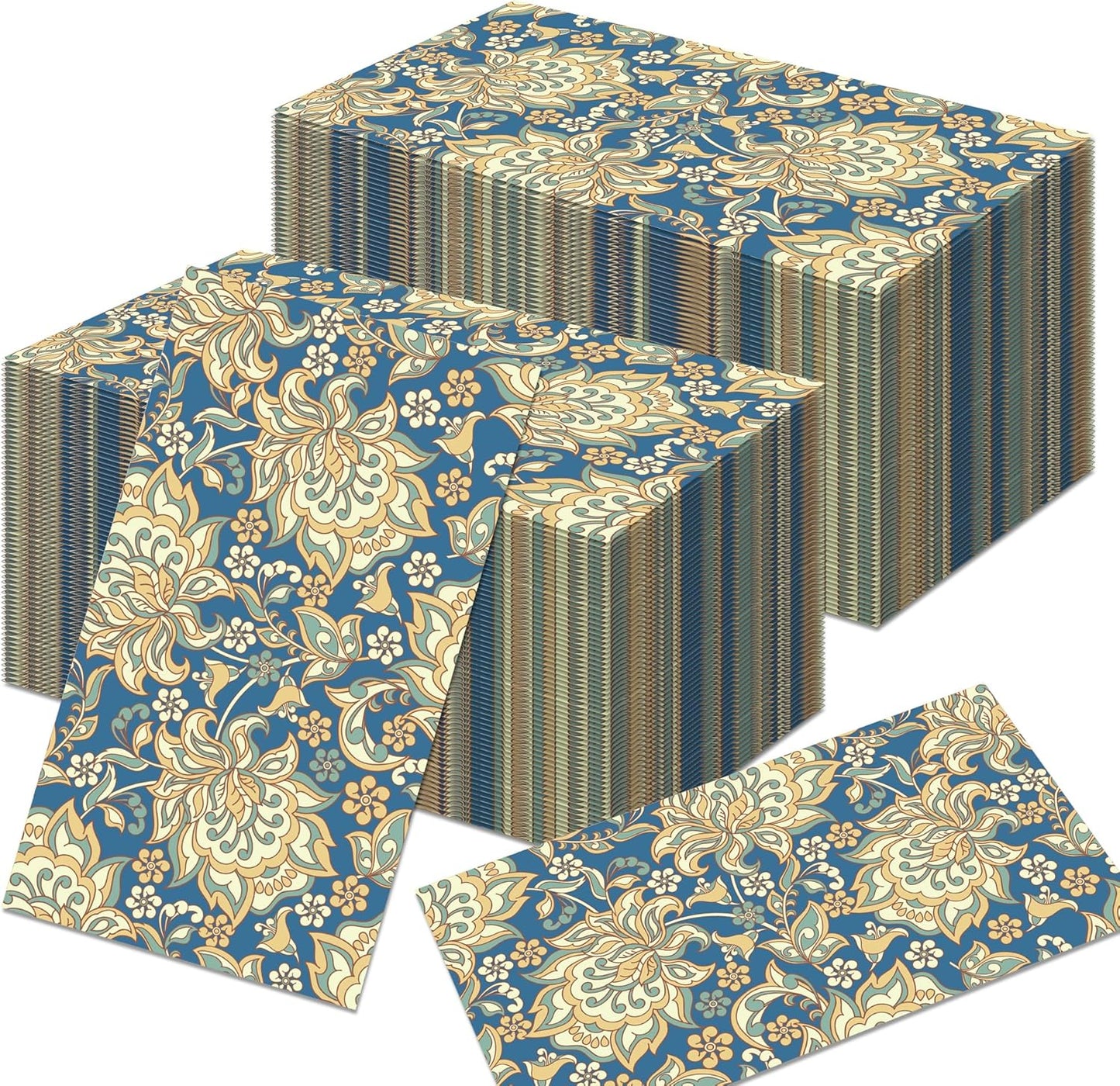 100Pcs William Morris Paper Napkins Disposable Paper Floral Vintage Napkins Decoupage Decorations for Kitchen, Party,Guest Towels,Wedding,baby shower,4.5x8 Inch