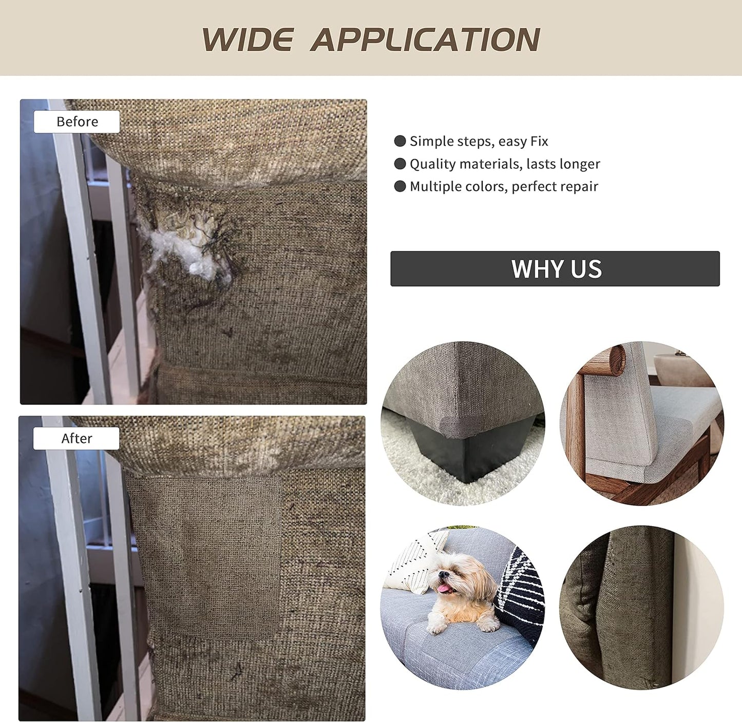 Fine Linen Repair Patches, Self-Adhesive Linen Fabric Patches, 8X11 inch Extra Size, Multi Color, Can be Used for Linen Sofa Repair and Linen Clothes Repair(8" x 11", Light Grey 2.0)