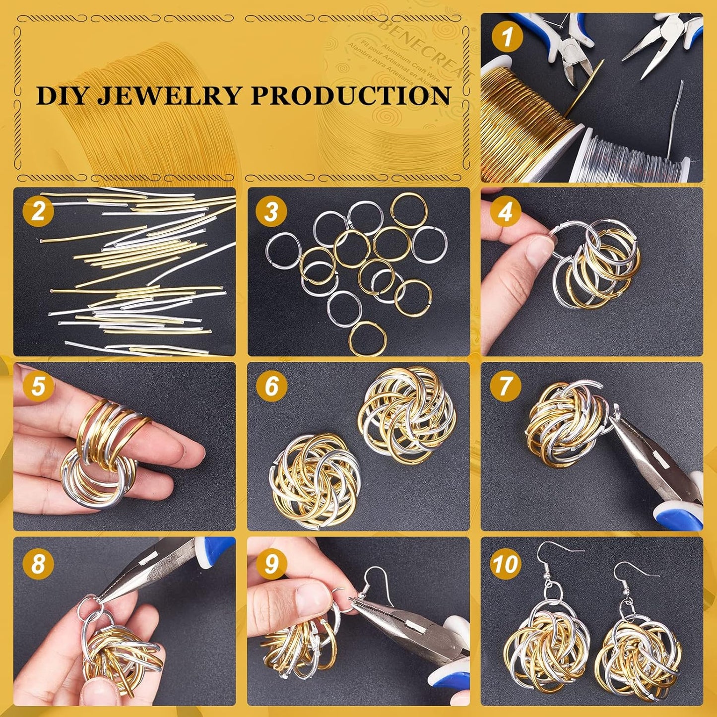 BENECREAT 9 10 12 15 17 18 20 Gauge Gold Aluminum Wire (18 Gauge,492 FT) Anodized Jewelry Craft Making Beading Floral Colored Aluminum Craft Wire for Garden, Model Making