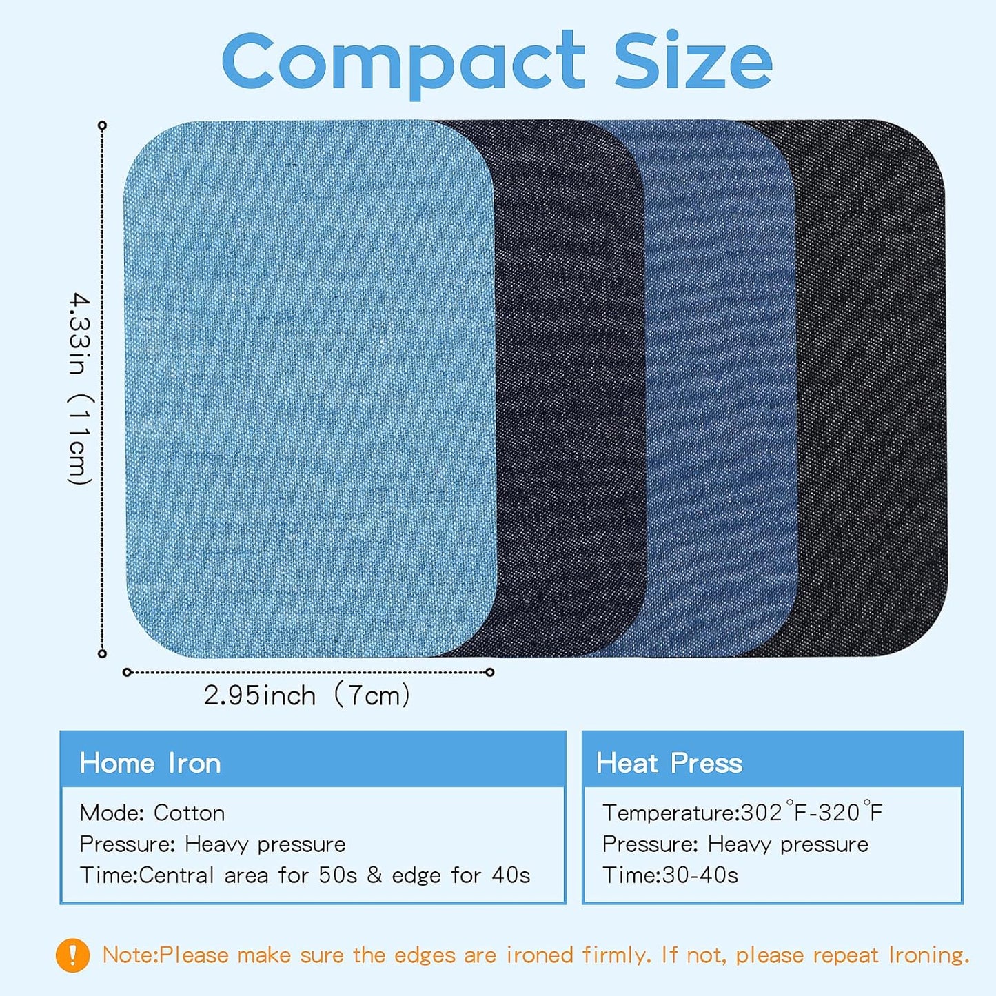 HTVRONT Iron on Patches for Clothing Repair, Cotton Patches Iron on, Blue Repair Decorating Kit 20 Pieces Iron on Patch Size 3" by 4-1/4" (7.5 cm x 11 cm)