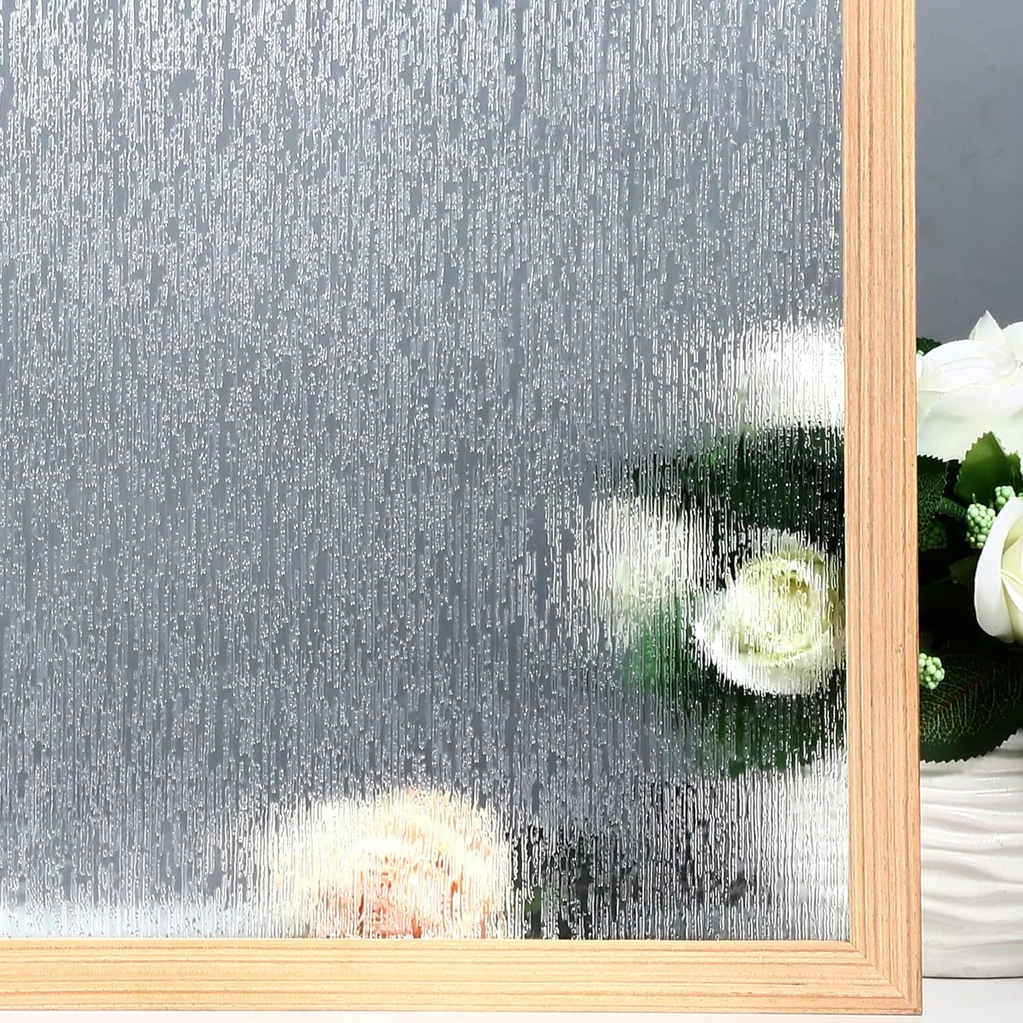 VELIMAX Rain Glass Window Film Privacy Static Window Clings Decorative Glass Sticker for Home Office Removable UV Protection Heat Control 23.6 x 118 inches