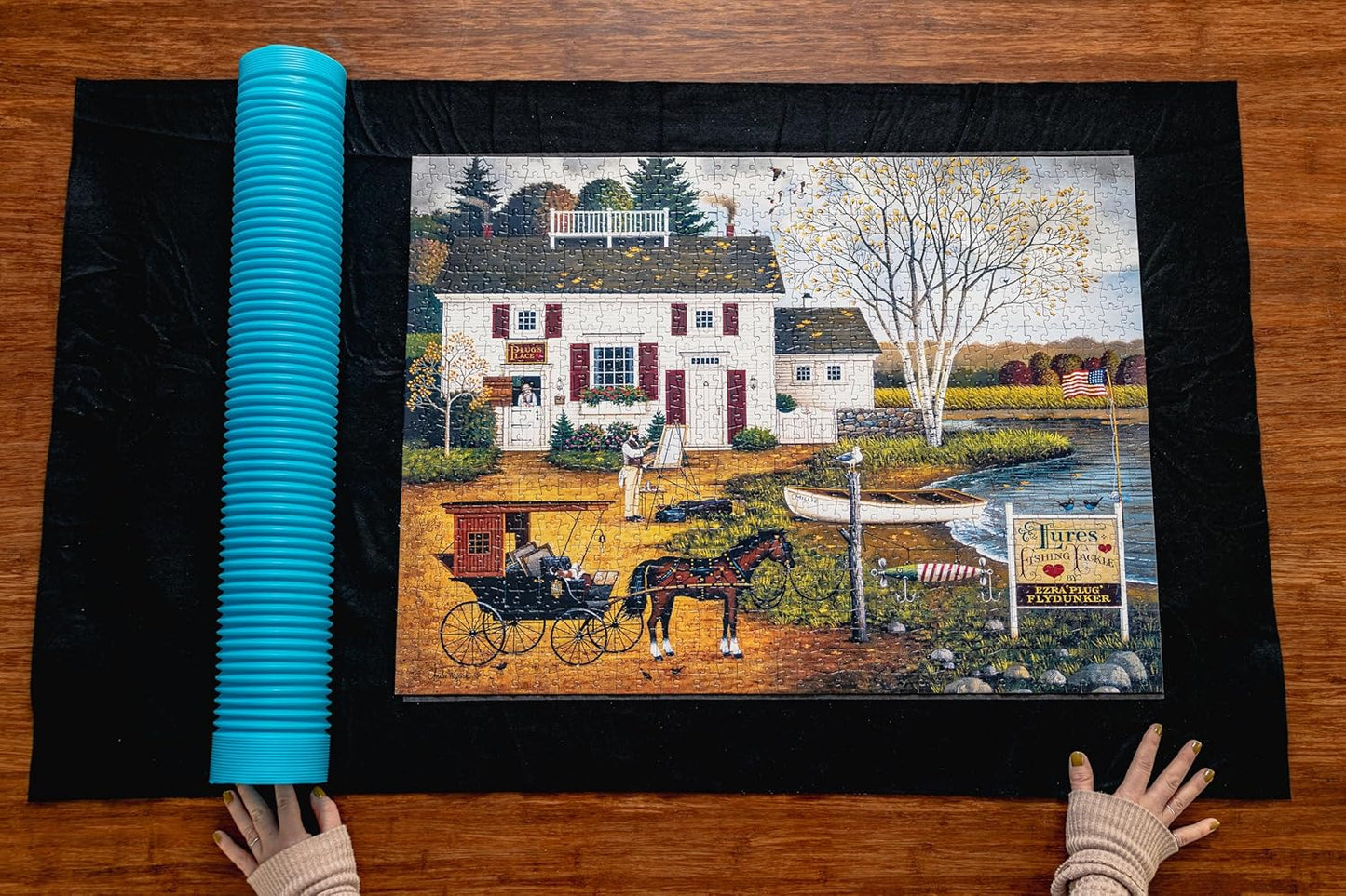 Buffalo Games - Roll-Up Puzzle Mat - Puzzle Saver and Assembly Accessory - Felt Mat - Fits up to 1000 Piece Puzzle - Black