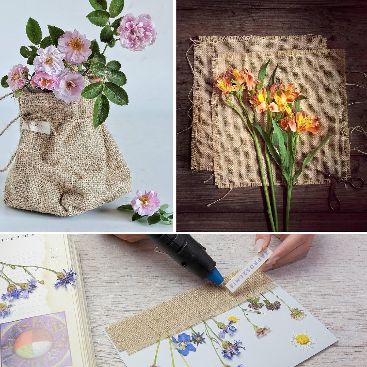 12 Inch Natural Burlap Fabric Roll - 10 Yards Jute Fabric Ribbon for DIY Gift Wrapping Craft Projects, Wedding & Christmas Home Decoration (30 cm, 12 in)