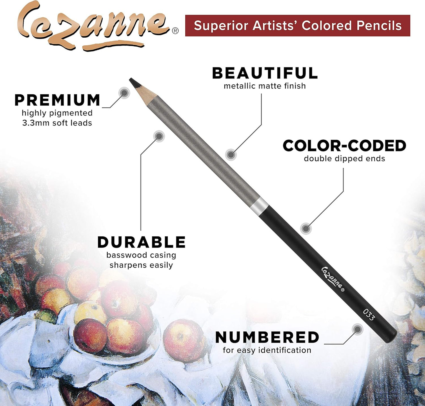 Creative Mark Cezanne Premium Colored Pencils Black Set of 12 - Highly-Pigmented Coloring Pencils for Drawing, Blending, Coloring, and More