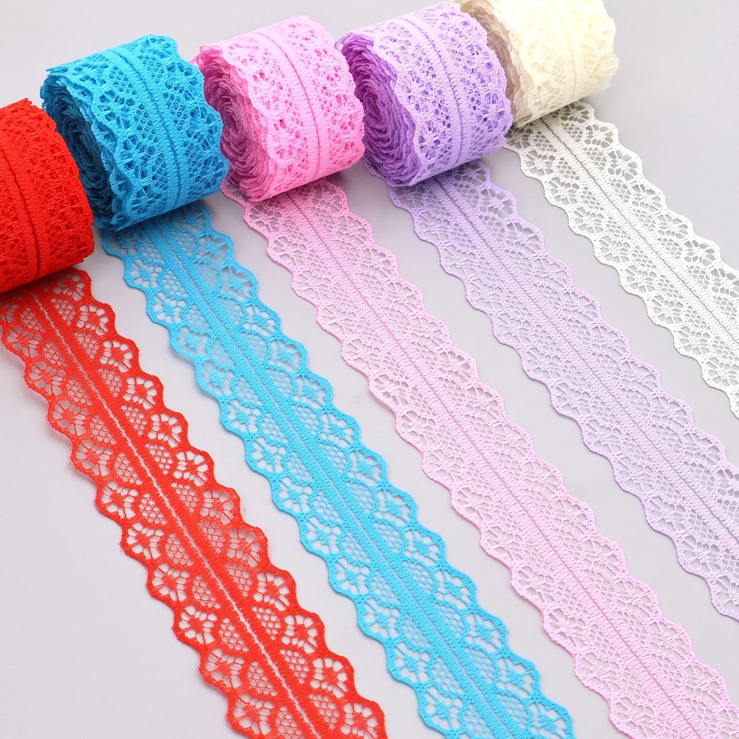 Colorful Lace Trim 20 Yards Crochet Lace Ribbon for Sewing Crafts Bouquet Gift Wrapping