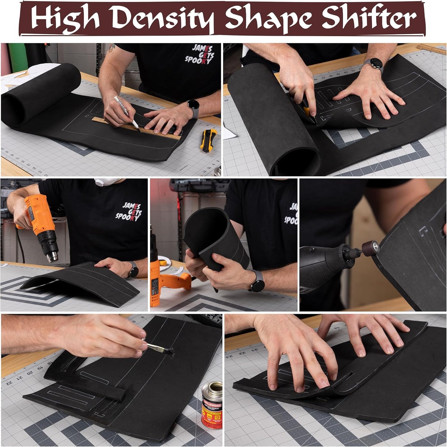 Shape Retention EVA Cosplay Foam 5mm (1mm-10mm) 14x39 inch Black or White High Density EVA Foam Sheets. Premium 85 kg/m3 Heat Shape Material for DIY Convention or Halloween Costumes by The Foamory