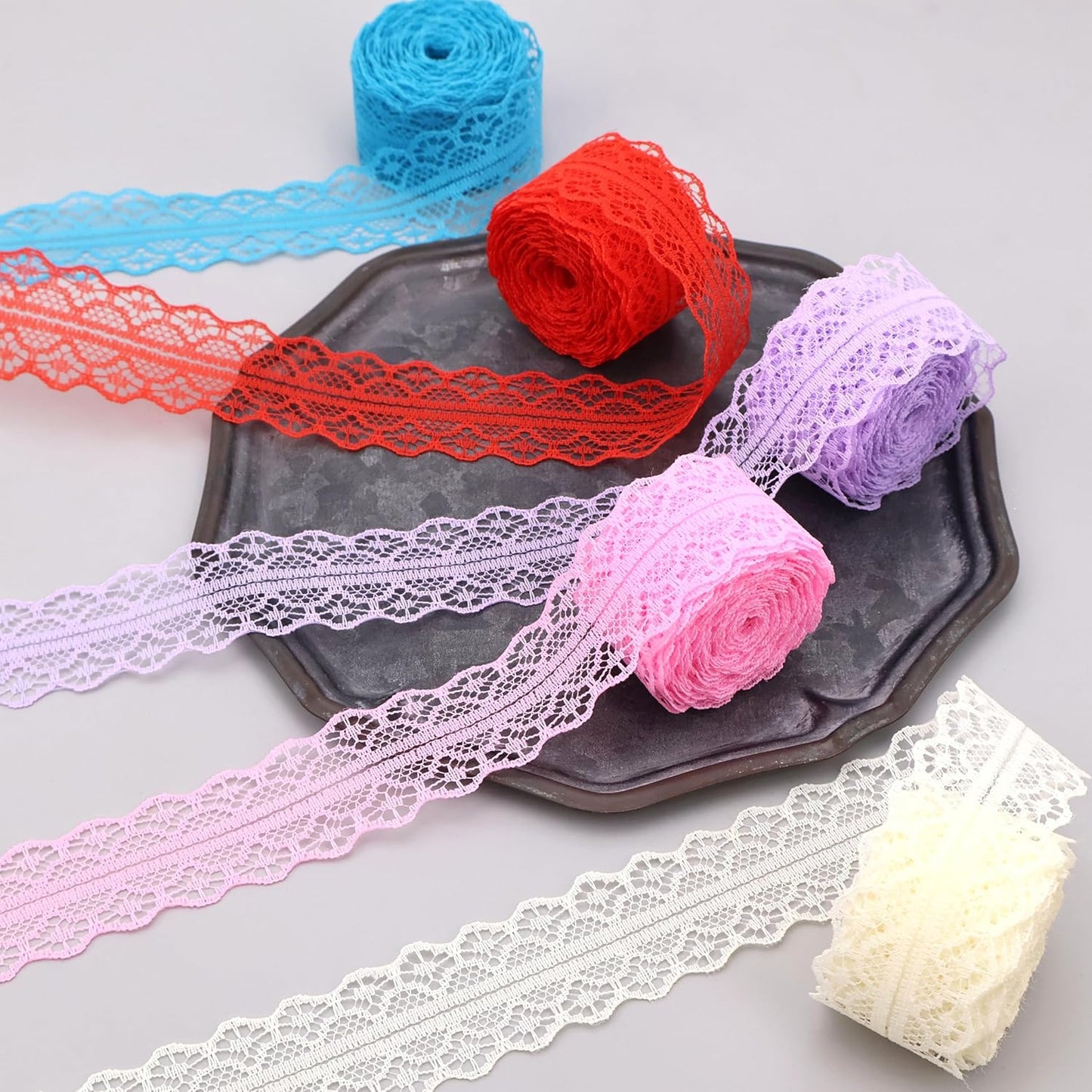 Colorful Lace Trim 20 Yards Crochet Lace Ribbon for Sewing Crafts Bouquet Gift Wrapping