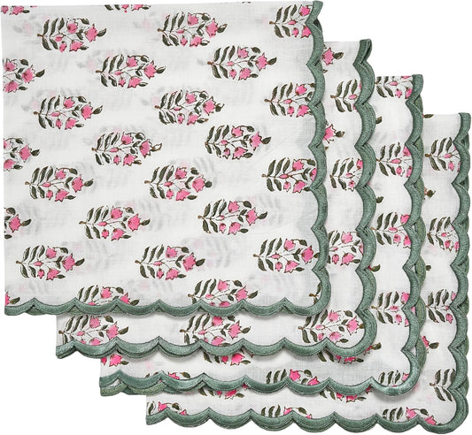 Embroidery Napkins Kitchen Towels Table Decor Table Linen Cotton Napkins Cloth Napkins Set of 4-20"x 20" Block Print Napkins Dinner Napkins Gifts for her Gifts for mom