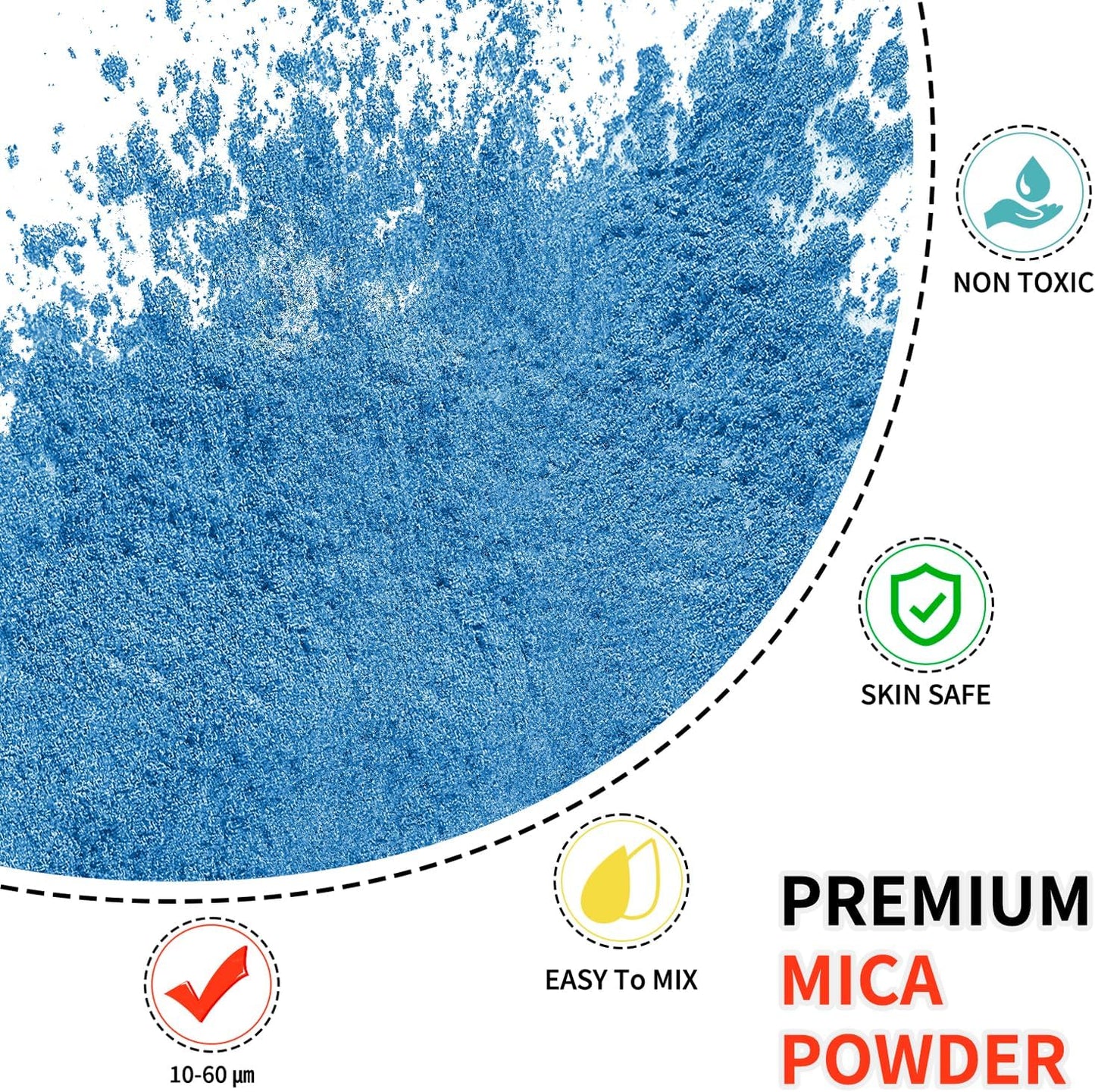 Mica Powder - 100g Mica Powder for Epoxy Resin - Metallic Color Pigment for Resin, Soap, Bath Bombs, Eye Shadow, Nails, DIY Crafting Projects etc. (Blue)